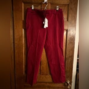 White House Black Market The Slim Ankle Pants Women's Size 10 Red Ponte NWT
